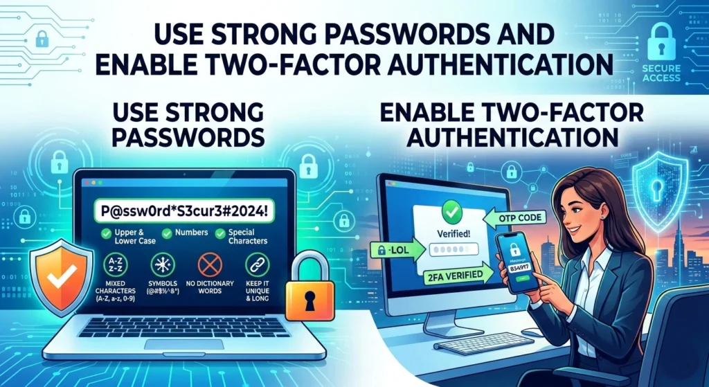Use Strong Passwords and Enable Two Factor Authentication
